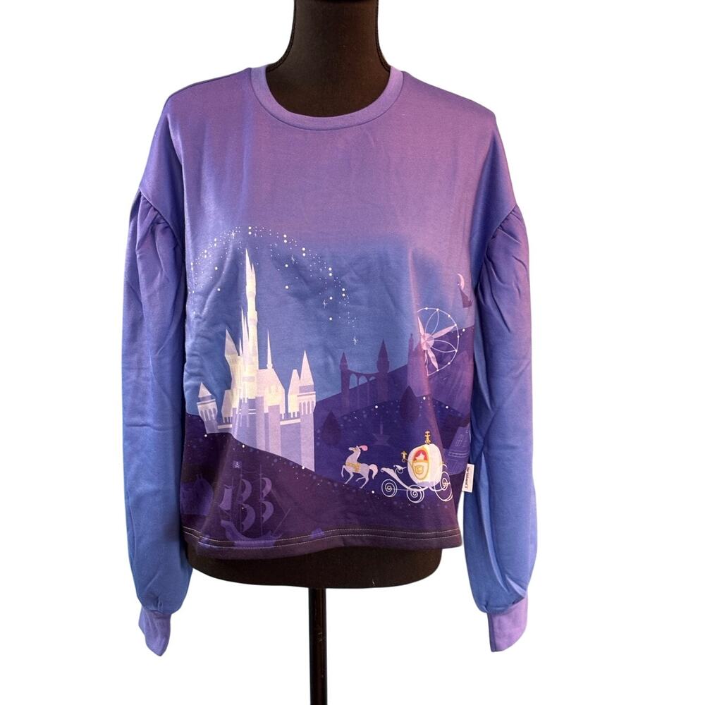 NWT DISNEY Her Universe Cinderella Purples Pullover Knit Top Oversized XS S
